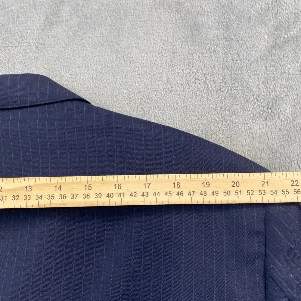 Jos. A. Bank Suit Mens 46R 40W Navy‎ Pinstripe Signature Gold 150s Wool *FLAW*